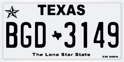 TX license plate BGD3149
