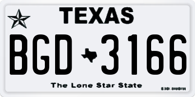 TX license plate BGD3166
