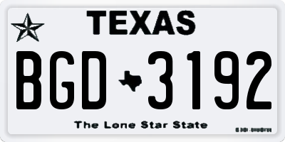 TX license plate BGD3192
