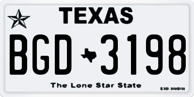 TX license plate BGD3198