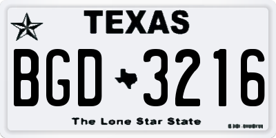 TX license plate BGD3216