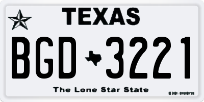 TX license plate BGD3221