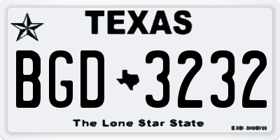 TX license plate BGD3232