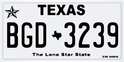 TX license plate BGD3239