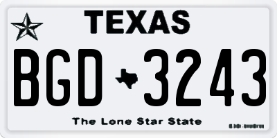 TX license plate BGD3243