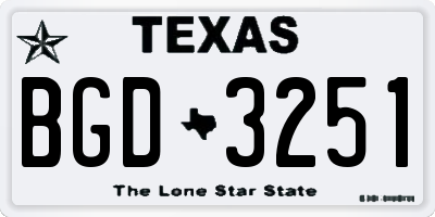 TX license plate BGD3251