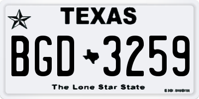 TX license plate BGD3259