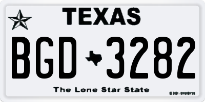 TX license plate BGD3282