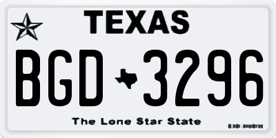TX license plate BGD3296