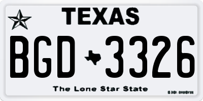 TX license plate BGD3326