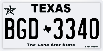 TX license plate BGD3340
