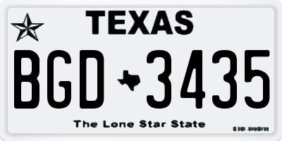 TX license plate BGD3435