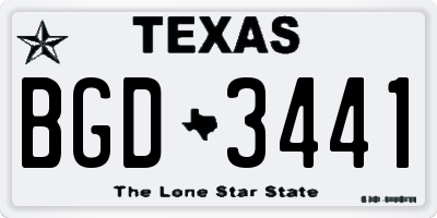 TX license plate BGD3441
