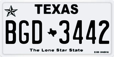 TX license plate BGD3442