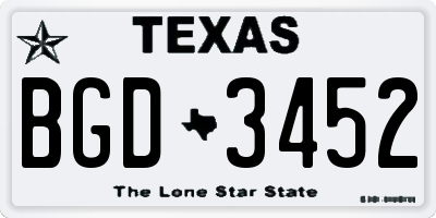 TX license plate BGD3452