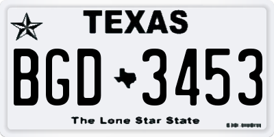TX license plate BGD3453