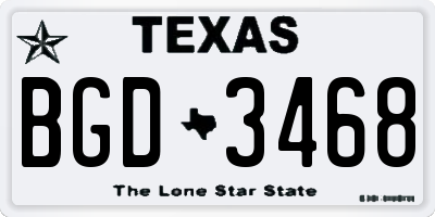 TX license plate BGD3468