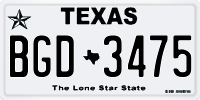 TX license plate BGD3475
