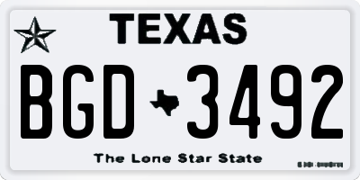 TX license plate BGD3492