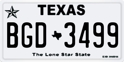 TX license plate BGD3499