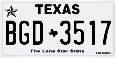 TX license plate BGD3517