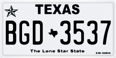 TX license plate BGD3537