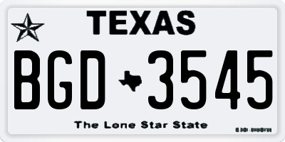 TX license plate BGD3545