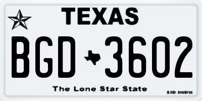 TX license plate BGD3602