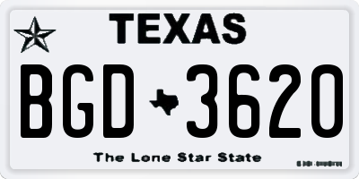 TX license plate BGD3620