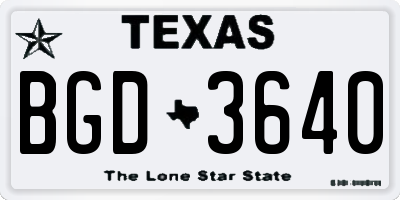 TX license plate BGD3640