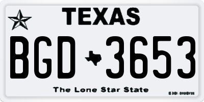 TX license plate BGD3653