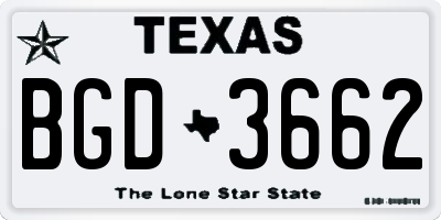 TX license plate BGD3662