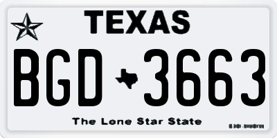 TX license plate BGD3663