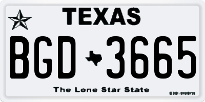 TX license plate BGD3665