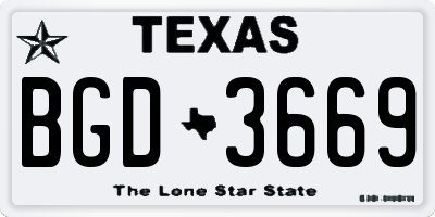TX license plate BGD3669
