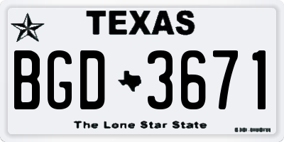 TX license plate BGD3671