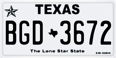 TX license plate BGD3672