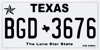 TX license plate BGD3676