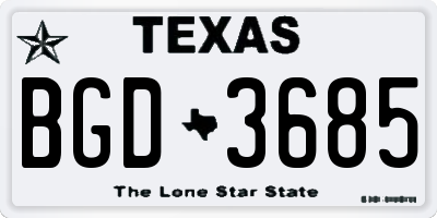 TX license plate BGD3685