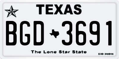TX license plate BGD3691
