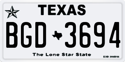 TX license plate BGD3694