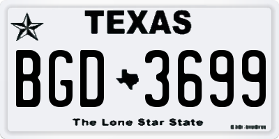 TX license plate BGD3699