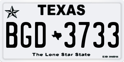 TX license plate BGD3733