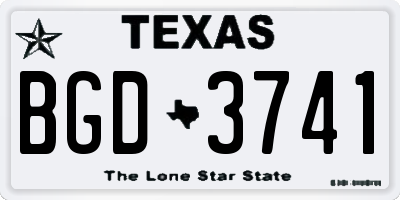 TX license plate BGD3741