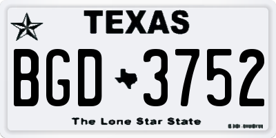 TX license plate BGD3752