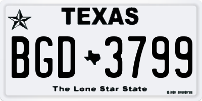 TX license plate BGD3799