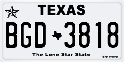 TX license plate BGD3818