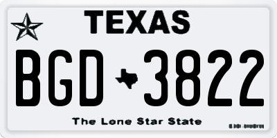 TX license plate BGD3822