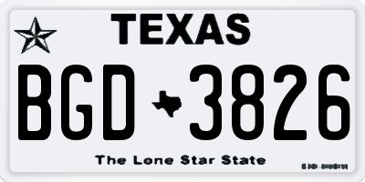 TX license plate BGD3826