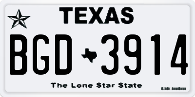 TX license plate BGD3914